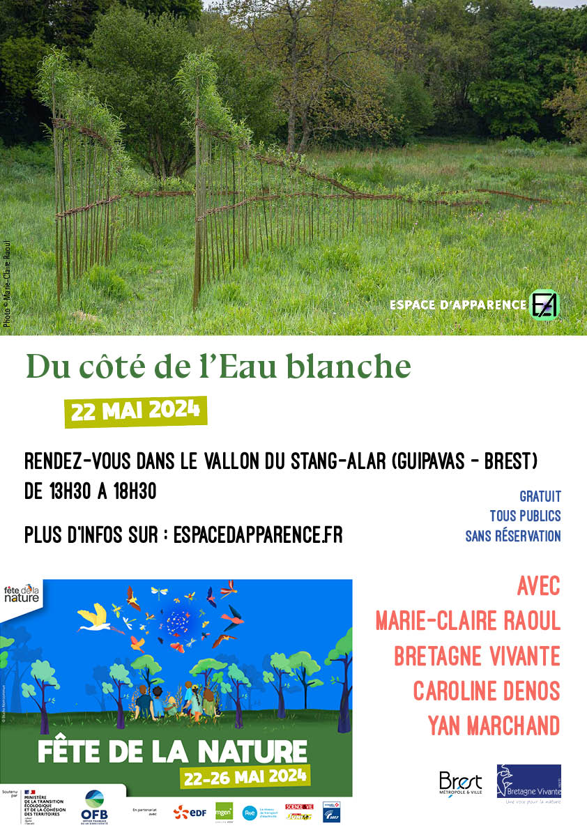 Affiche pour la rencontre Du-cote-de-l-eau-blanche, 22- mai 2024 dans le cadre de la Fête de la nature et de la Journée internationale de la biodiversité